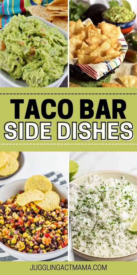 Essen, Taco Bar Side Dishes, Tacobar Party, Taco Bar Buffet, Taco Bar Wedding, Mexican Food Recipes Appetizers, Mexican Party Food, Taco Bar Party, Party Food Bars