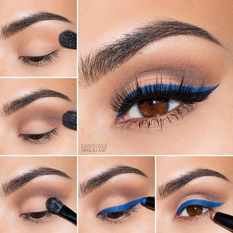 Eyeliner Cat, Winged Liner Makeup, Spring Makeup Tutorial, Tutorial Eyeliner, Purple Eyeliner, Gold Eyeliner, Eyeliner Tips, Green Eyeliner, Eyeliner Color