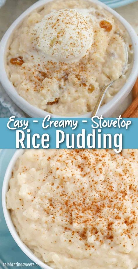 Essen, Couscous, Easy Rice Pudding Recipe, Stovetop Rice Pudding, Best Rice Pudding Recipe, Rice Pudding Recipe Easy, Cooked Rice Recipes, Pudding Recipes Homemade, Homemade Rice Pudding