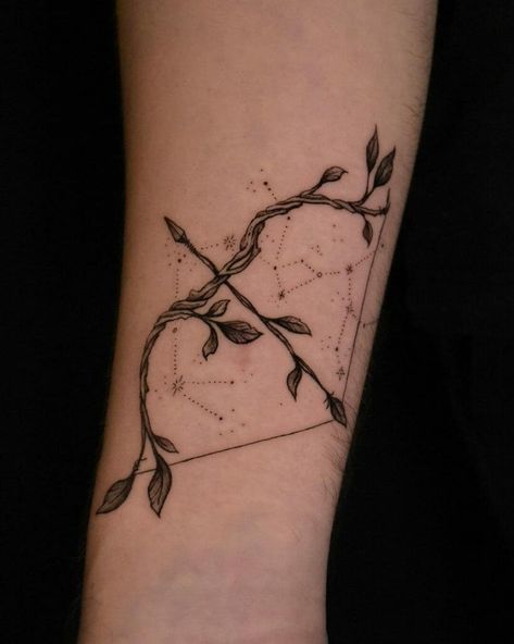 Sagittarius Bow Constellation Tattoo Sagittarius Forearm Tattoo Women, Leo Saggitarius Tattoo, Archer Constellation Tattoo, Taurus And Sagittarius Tattoo Combined, Saggitarius Tattoo For Women, Gemini Sagittarius Tattoo, Female Sagittarius Tattoo, Sag Constellation Tattoo, Sag Tattoos For Women