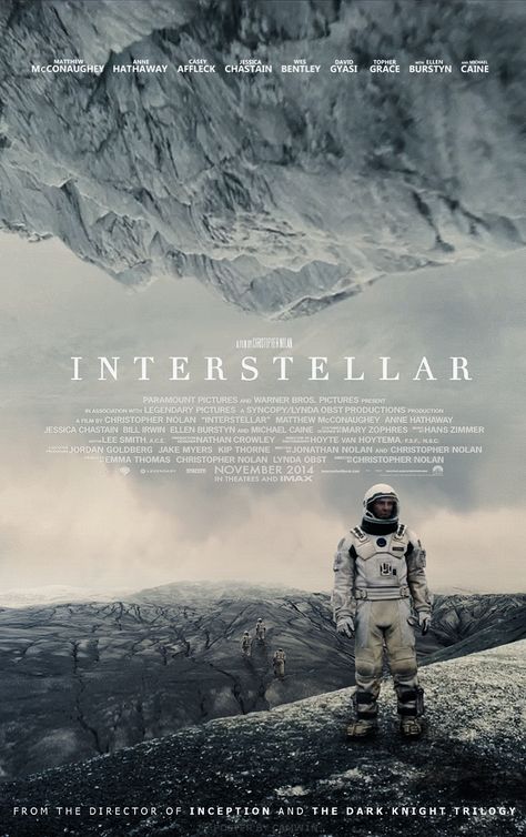 Interstellar (2014) Directed by Chris Nolan. Starring Matthew Mcconaughey, Anne Hathaway and Michael Caine. Mind blowingly brilliant. I heard the word genius when I left the cinema and it summed it up. Criticism about the films plot holes and similarity to previous Sci-Fi films maybe valid but discounts the epic that Nolan has created. Give it an oscar for something. Amazing. Best Drama Movies, Interstellar Film, Interstellar 2014, Interstellar Movie, Legendary Pictures, Science Fiction Film, Best Dramas, Mia 3, Christopher Nolan