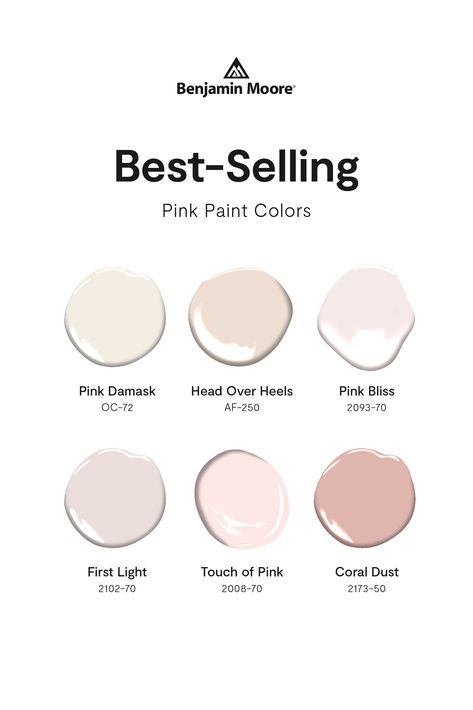 These best-selling pink paint colors can be as subtle as a neutral or as deep as a jewel tone. Paint Colors For Room Bedrooms, Cool Pink Paint Color, Neutral Paint With Pink Undertones, Pink Undertone Paint Colors, Bridal Pink Paint Benjamin Moore, Pink Cabinet Paint Colors, Best Neutral Pink Paint Colors, Pink Paint Colors 2023, Benjamin Moore Neutral Pink