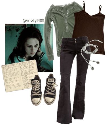 Swan Inspired Outfit, Ideas For Converse, White Earbuds, Twilight Outfits, Downtown Outfits, Fantasias Halloween, 2000s Fashion Outfits, Zooey Deschanel, Bella Swan