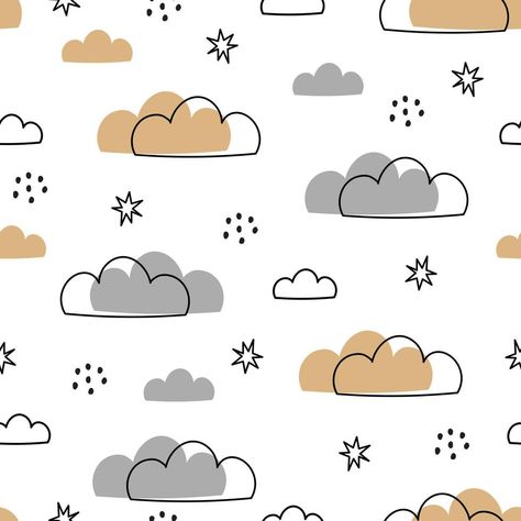 Kids Prints Design, Baby Prints Pattern Design, Baby Pattern Illustration, Kids Wallpaper Pattern, Cute Seamless Pattern, Nursery Patterns, Cloud Pattern, Kids Background, Baby Illustration