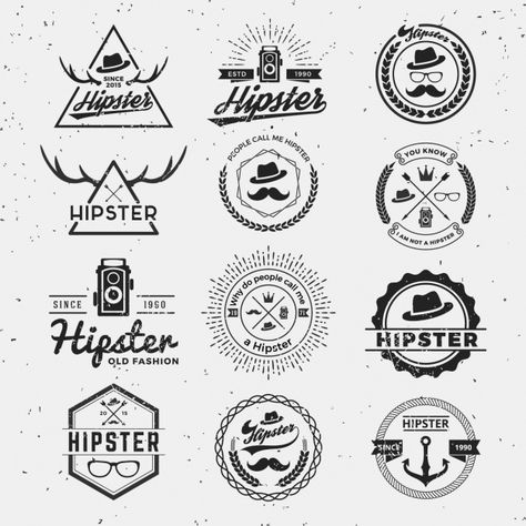 free vector vintage hipster logo design Logo Reference, Special Logo, Dragons Tattoo, Logo Hipster, Hipster Design, Image Logo, Hipster Logo, Vintage Hipster, Art Tumblr