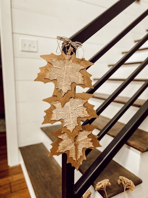 Top 10 Budget DIY Hits of 2023: Trending Crafts & Home Projects Fall Book Decor Diy, Projects With Fall Leaves, Diy Fall Mantel Decor, Cardboard Fall Decor Diy, Fall Book Decor, Things To Do With Leaves, Fall Leaves Decor Ideas, Things To Make From Wood, Old Book Pages Crafts