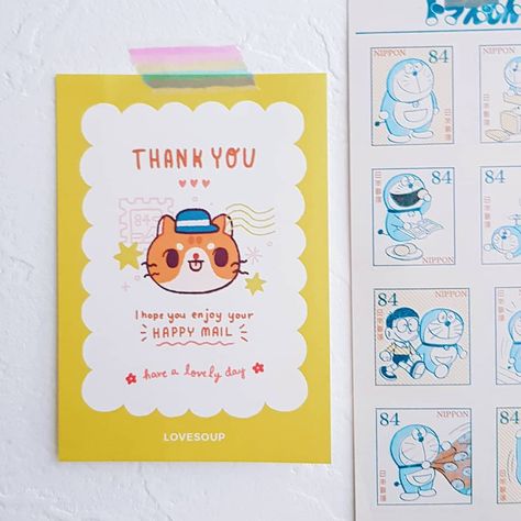 Thank You Card Cute Design, Animator Business Card, Cute Buissnes Card Ideas, Thank You Card For Packaging, Cute Card Illustration, Thank You Packaging, Shop Thank You Card, Thank You Card Graphic Design, Business Cards Artist