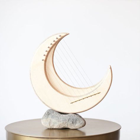 Harp Decoration, Weird Instruments, Instruments Diy, Royalty Dr, Music Instruments Diy, Celestial Aesthetic, Moon Music, Star Bedroom, Aphrodite Aesthetic