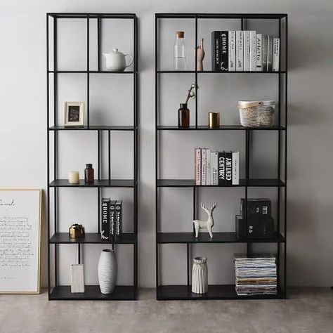 Vertical Bookshelf, Bookshelf Aesthetic, Contemporary Shelving, Display Bookcase, White Bookshelves, Metal Bookshelf, Industrial Product, Cube Shelves, Iron Shelf