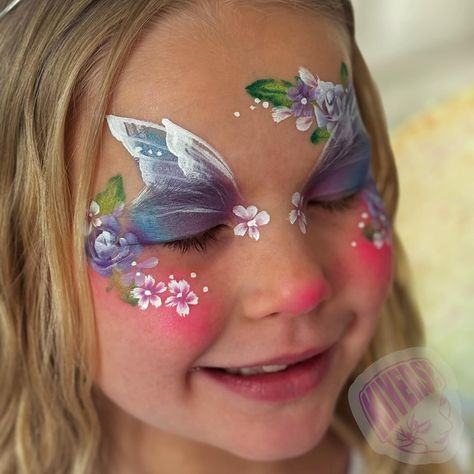 Flower Fairy Face Paint, Woodland Fairy Face Paint, Flowers Face Paint, Flowers Face Painting, Fairy Face Painting, Fairy With Flowers, Face Paint Party, Fairy Face Paint, Fairy Face