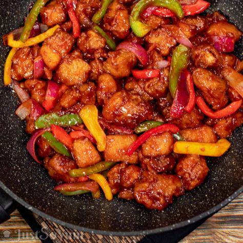 Crispy Battered Sweet and Sour Pork - JustSoYum Sweet Sour Pork, Pork Marinade, Green Capsicum, Marinated Pork, Sweet And Sour Sauce, Nutrition Labels, Sweet And Sour, Recipe Images, Garlic Salt