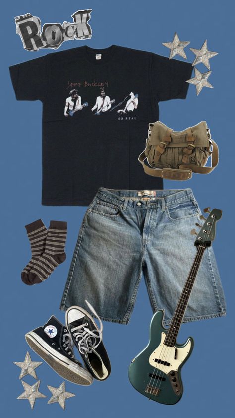 coolio boy fit, indie garage band core Indie Boy Outfits, Downtown Boy, Indie Boy, Fit Aesthetic, Alt Clothes, Fits Aesthetic, Garage Band, Bass Player, Little Outfits