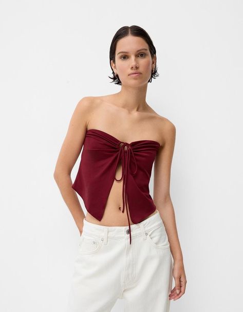 Women’s Tops and Bralettes | New Collection | Bershka Bodysuits And Jeans, Bandeau Tops, Sweaters Knitwear, Short Jumpsuit, Jeans Jumpsuit, Bandeau Top, Summer Season, Sweater Jacket, T Shirt Top