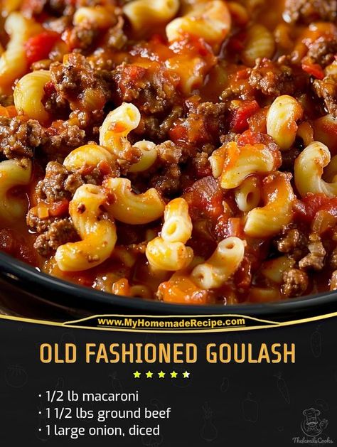 Homemade recipes | Old Fashioned Goulash | Facebook Johnny Marzetti, Easy Goulash, Old Fashioned Goulash, Goulash Recipe, Goulash Recipes, Family Dinner Recipes, Goulash, Evening Meals, Family Meal