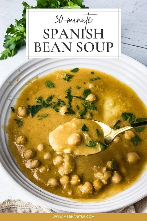 Vegan Recipes Lunch, Spanish Bean Soup, Garbanzo Bean Soup, Healthy Recipes Summer, Spanish Beans, Garbonzo Beans, Dinner Ideas Vegetarian, Avocado Soup, Recipes Winter