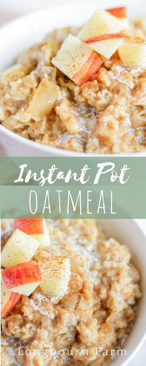 Rolled Oats Instant Pot, Easy Oatmeal Recipes Breakfast, Instant Pot Oatmeal, Cooking Oatmeal, Apple Cinnamon Oatmeal, Breakfast Oatmeal Recipes, Good Breakfast, Breakfast Oatmeal, Homemade Oatmeal