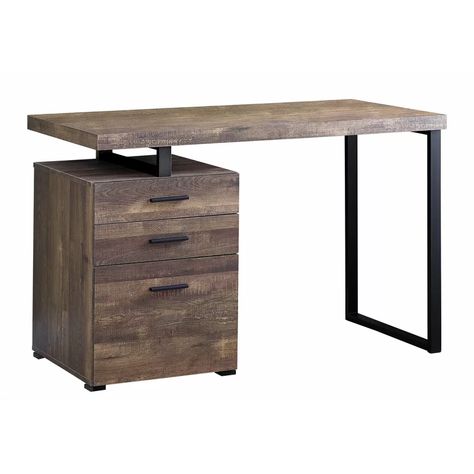 Laurel Foundry Modern Farmhouse Jamal Credenza desk & Reviews | Wayfair Industrial Computer Desk, Metal Computer Desk, Black Computer Desk, File Cabinet Desk, Pc Table, Contemporary Desk, Rustic Materials, Drawer Unit, Home Office Space