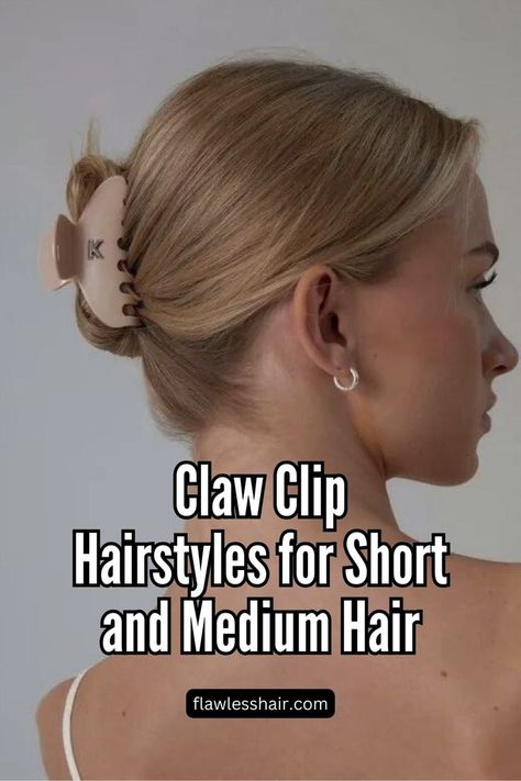 French Bun Sleek Bun Hairstyles, Medium Length Hair Up, French Bun, Medium Hair Up, Claw Clip Hairstyles, Hair Clip Hairstyles, Date Hairstyles, Short Hair Up, Short Hair Bun