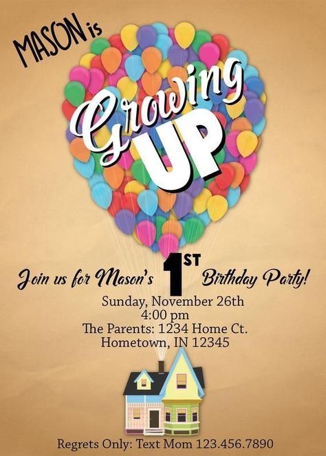 Up Quotes Disney Pixar, Up Quotes Disney, Up Birthday Invitations, Up Birthday Party Theme Disney, Up Themed Birthday Party, Up Birthday Party, Movie Birthday, Disney Pixar Up, Disney Up