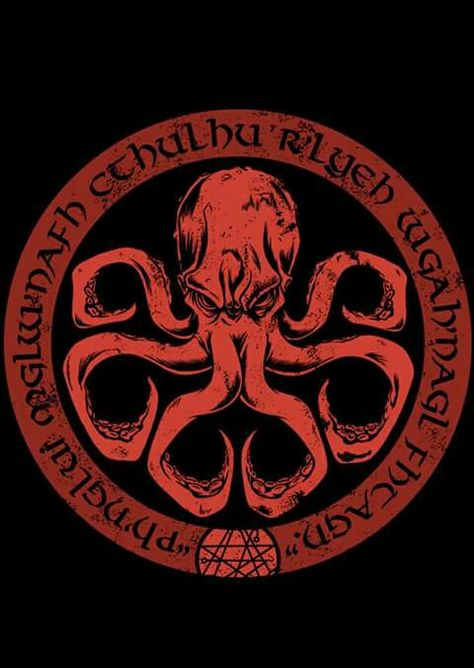 Cthulhu Seal Cthulhu, Octopus, Red, Black