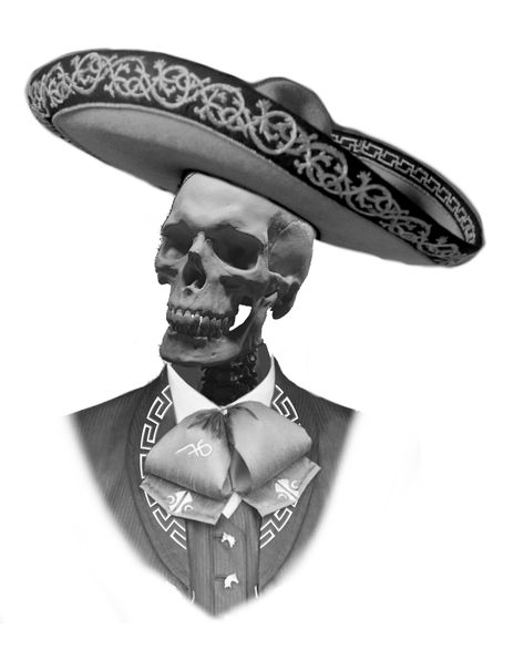 Skull With Hat Tattoo, Charro Skull Tattoo, Charro Hat, Skull With Hat, Hat Tattoo, Skull Rose Tattoos, Rose Tattoos, Skull Tattoo, Tattoos