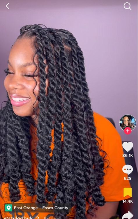 Passion Twist In A Bun, Mid Length Twists Braids, Bohemian Cuban Twist, Jumbo Island Twist, Jumbo Boho Twists, Large Marley Twists, Medium Size Twist, Boho Marley Twists, Boho Twists Black Women