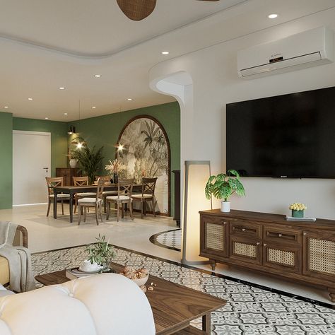 Apartment - Indochine style :: Behance Indochine Interior, Green Living Room Decor, Indochine Style, Indian Living Room, Interior Model, Colourful Living Room Decor, India Home Decor, Latest Living Room Designs, Interior Design Your Home