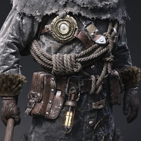 FROSTPUNK Explorer Character Design, Explorer Character, Face Modeling, Apocalypse Character, Post Apocalyptic Costume, Post Apocalyptic Art, Marvelous Designer, Post Apocalypse, Fantasy Costumes