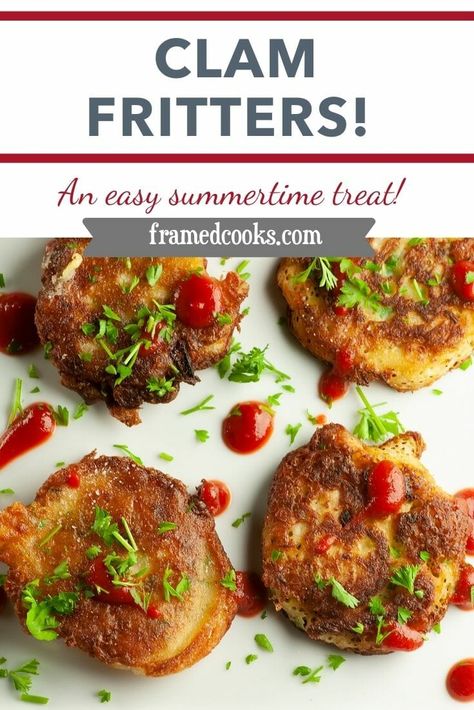 Leftover Clam Recipes, Clam Fritters Recipe New England, Razor Clam Fritters Recipe, Clam Pie Recipe, Clam Cakes Recipe, Clam Fritters Recipe, Canned Clam Recipes, Clam Appetizers, Clam Fritters