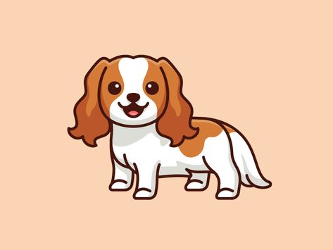 Cavalier King Charles Spaniel by Alfrey Davilla | vaneltia on Dribbble Alfrey Davilla, Dog Bike Carrier, Dog Bike Basket, Abc Song, Cute Dog Drawing, Illustration Dog, Dog Animation, King Charles Dog, Character Cartoon