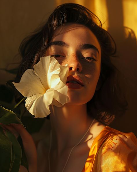 Lummi Photo - Tranquil Blossom Reflection Subtle Makeup, Classic Portraits, Glam Photoshoot, Delicate Features, Dramatic Lighting, Eye Photography, Green Foliage, Creative Portraits, Her Eyes