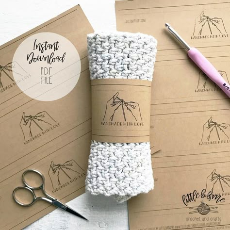 Handmade With Love Crochet Wrap Crochet PDF F Label For Crochet Items, Crochet Care Package, Crochet Wrapping Paper, Packaging Ideas For Crochet Items, Crochet Page Name Ideas, Crochet Order Packaging, Crochet Small Business Packaging, Packaging For Crochet Items, Crochet Business Packaging