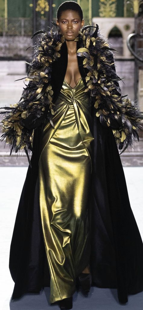 Georges Chakra HC AW24 Georges Chakra, Runway Models, Golden Girls, Gold Dress, New Age, Color Themes, Couture Collection, Chakra, Gold Color