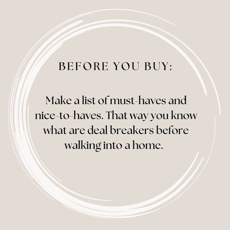 Creating a "have" and "not have" list can significantly simplify your real estate journey! 📝✨ Whether you’re buying or selling, knowing what you want and what to avoid helps streamline the process and keeps you focused on your goals. Here’s how to get started: Make a List of "Haves": What features are non-negotiable for you? Think about the number of bedrooms, outdoor space, or proximity to schools and amenities. Consider your lifestyle needs—do you need a home office, a big backyard for pets... Buyers Tips Real Estates, Real Estate Tips For Buyers Social Media, Realtor Introduction Post, Real Estate Agent Vision Board, Friday Real Estate Post, Real Estate Tips For Clients, Real Estate Content Social Media, Realtor Posts Social Media, Realtor Essentials