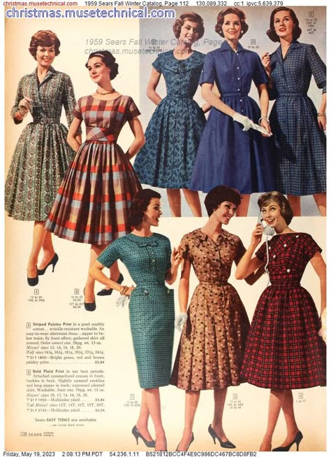 1959 Sears Fall Winter Catalog, Page 112 - Catalogs & Wishbooks 1950s Fashion Trends, 1959 Fashion, 1960s Fashion Women, 60’s Fashion, Vintage Clothes Patterns, 1950s Fashion Women, Fashion Decades, 1950 Fashion, Fifties Fashion