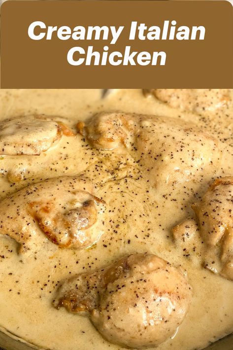 If you are looking for something a little different that is so easy to make then this Creamy Italian Chicken is just perfect for you. One of the things that I love about this recipe is that it comes together so fast. I grab a bottle of Newman's Own Italian Dressing a few other ingrediants and it all comes to gether to make this amazing Creamy Italian Chicken. You can serve this over cooked rice or even pasta. I promise it is something you will be adding to your weeknight menu often. Italian Dressing Mix Recipe Dry Chicken, Italian Dressing Recipe Chicken, Italian Style Chicken Breast, Recipes With Italian Seasoning, Recipes Using Italian Dressing, Italian Dressing Chicken Recipes, Chicken And Italian Dressing, Boneless Chicken Breast Recipes Oven, Chicken With Italian Dressing