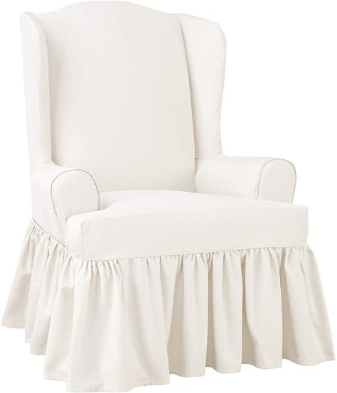 Arrives by Sat, Feb 24 Buy SureFit Essential Twill 1 Piece Wing Chair Slipcover White at Walmart.com White Slipcovered Chair, Velvet Wing Chair, Shabby Chic Living Room Furniture, Wingback Chair Slipcovers, Wingback Chair Covers, White Slipcovers, French Country Furniture, Family Room Furniture, Wingback Armchair