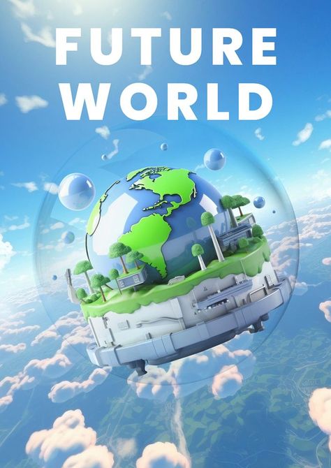 Future Earth, World Poster, Future World, Best Templates, 3d Illustration, Poster Template, Earth Day, Social Media Template, Design Resources