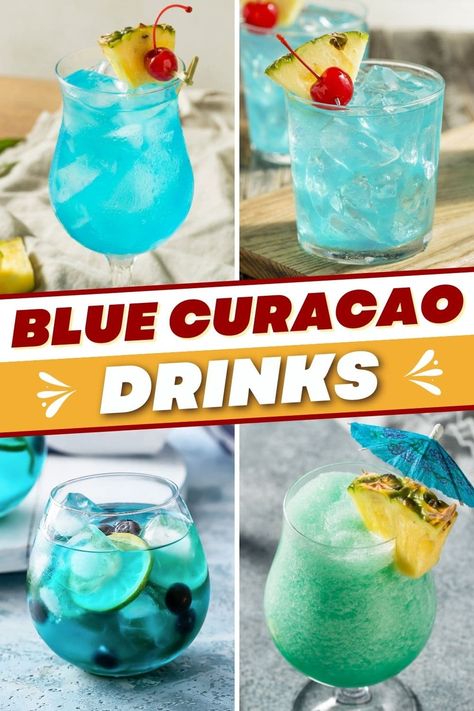 These blue Curacao drinks are so pretty and fun! From margaritas to blue Mondays to the rainbow paradise, take a tropical cocktail trip.