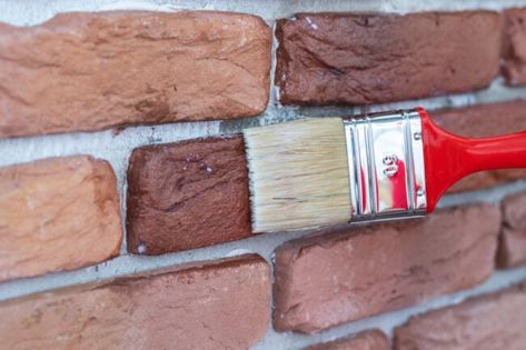 How to Stain Brick - Bob Vila Stained Brick Exterior, Brick Sealer, Stained Brick, Red Brick Fireplaces, How To Clean Brick, Brick Steps, Orange Brick, Brown Brick, Bricks Diy