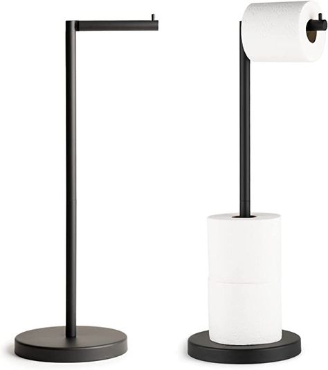 Modern Toilet Paper Holder, Twins Bathroom, Stand Alone Toilet Paper Holder, Black Toilet Paper Holder Stand, Matte Black Toilet, Toilet Roll Holder Black, Modern Toilet Paper Holders, Standing Toilet Paper Holder, Freestanding Toilet Paper Holder