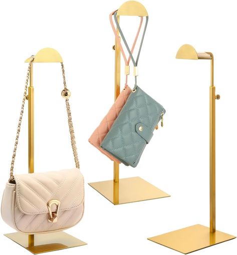 Amazon.com: KDYZS+ Purse Display Stand, 3 Pack Gold Purse Stands for Display Stainless Steel Handbag Display Stand Adjustable Bag Display Stand Holder Anti-fingerprint for Retail, Boutiques, Commercial, Store : Home & Kitchen Purse Rack, Purse Display, Handbag Display, Purse Boutique, Gold Purse, Purse Holder, Bag Display, Best Purses, Heavy Bags