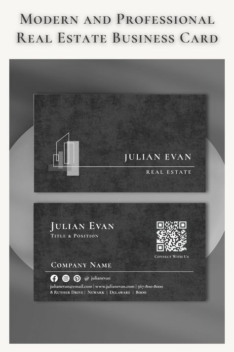 This modern business card design exudes professionalism and clarity. The monochrome gives visually appealing aesthetic. The minimalist design effectively highlights your contact information while the subtle house logo adds a touch of personality. Perfect for real estate agents looking to make a strong first impression. Architectural Business Card Design, Luxury Real Estate Business Cards, Architecture Business Card Design, Architecture Business Cards, Freelance Business Card, Real Estate Agent Business Cards, Architecture Business, Interior Designer Business Card, Real Estate Business Card