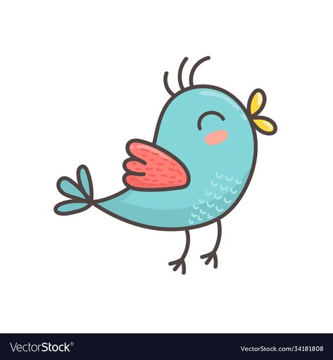 Cartoon Birds Cute, Cute Bird Cartoon, Flying Bird Drawing, Flying Bird Vector, Bird Line Drawing, Bird Character, Fly Drawing, Bird Doodle, Bird Cartoon