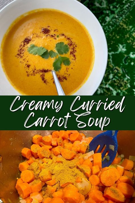 Carrot Cardamom Soup, Curried Carrot Ginger Soup, Carrot Chicken Soup, Carrot Coconut Curry Soup, Curry Carrot Soup Recipes, Thai Carrot Ginger Soup, Dairy Free Carrot Soup, Curried Vegetable Soup, Carrot Curry Recipe