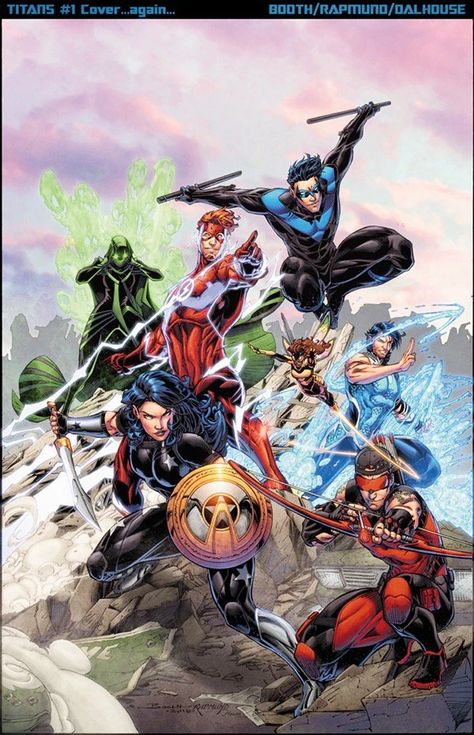 Titans Vol 3 1 | DC Database | Fandom Dc Sketch, Titans Rebirth, Brett Booth, The New Teen Titans, Run For Your Life, Dc Comic Costumes, Dc Rebirth, Dc Comics Heroes, Wally West