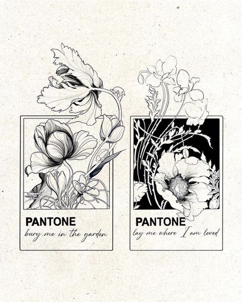 Pantone Tattoo Design, Tattoo For Designers, Pantone Flower Tattoo, Matching Tattoos Designs, Pantone Tattoo Ideas, Tattoos For Graphic Designers, Cool Ink Drawings, How To Design A Tattoo, Tattoos Forearm Women