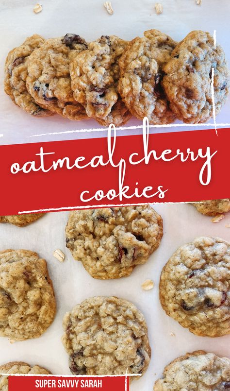 Cookies Dried Cherries, Oatmeal Cookies With Dried Fruit, Oatmeal Fruit Cookies, Oatmeal Cherry Chocolate Chip Cookies, Recipes Using Dried Sweet Cherries, Dried Cherries Cookies, Dry Cherry Recipes, Cookies With Dried Fruit, Tart Cherry Cookies