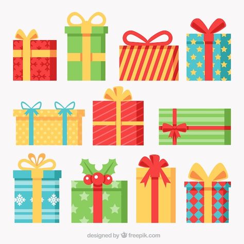 Christmas Present Vector, Christmas Gift Vector, Chirstmas Gift, Cute Christmas Gifts, Xmas Presents, Christmas Gift Box, Christmas Vectors, Christmas Box, Flat Design