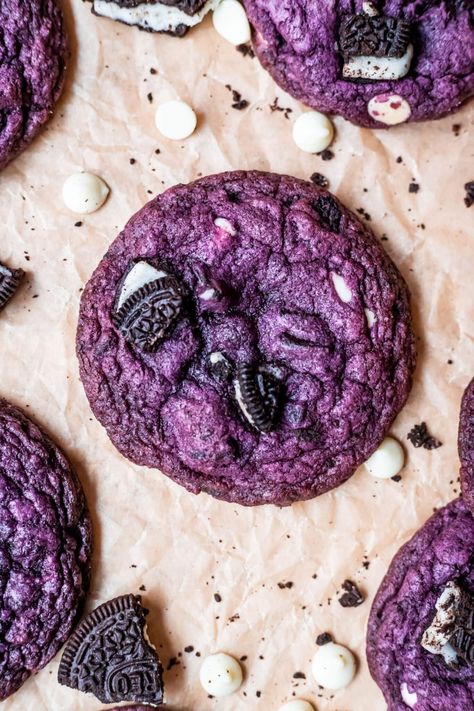 Ube Cookies and Cream Cookies - Cooking Therapy Ube Extract Recipe, Ube Cookies, Ube Extract, Cookies And Cream Cookies, Ube Halaya, Purple Cookies, Filipino Dessert Recipes, Ube Recipes, White Chocolate Recipes